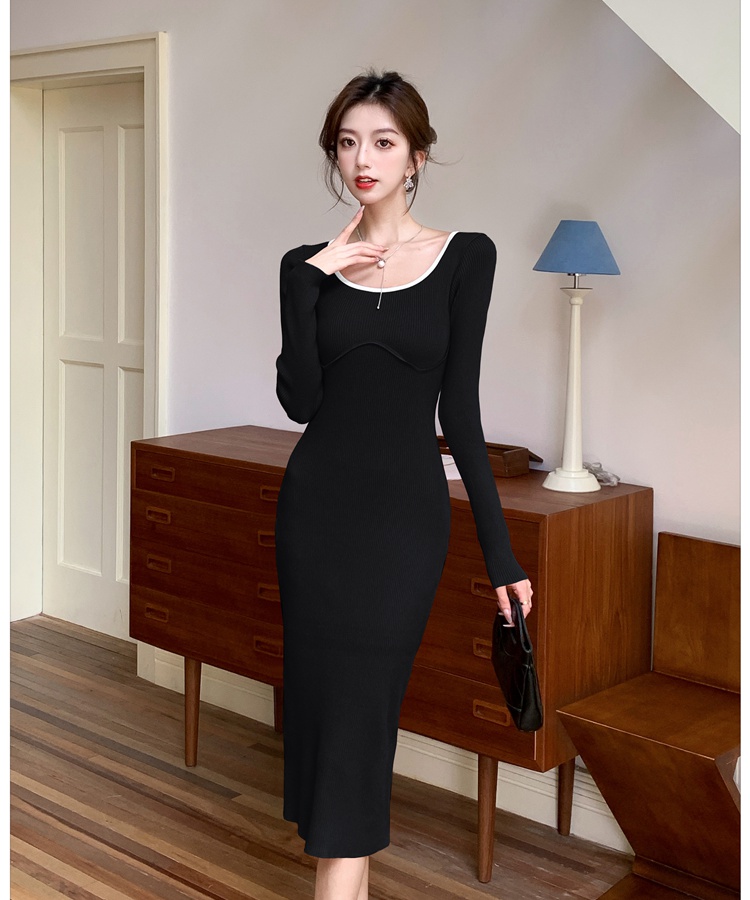 Retro autumn and winter bottoming dress for women