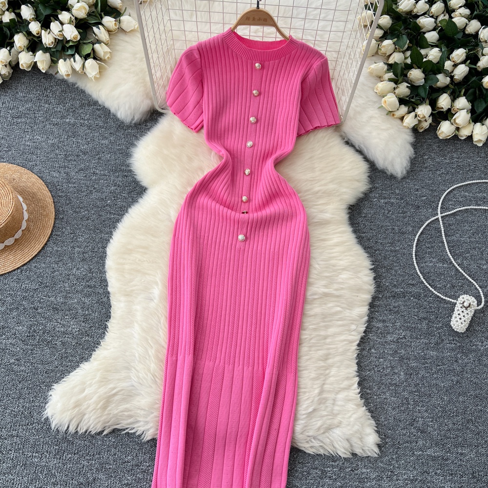 Single-breasted long dress ladies dress for women