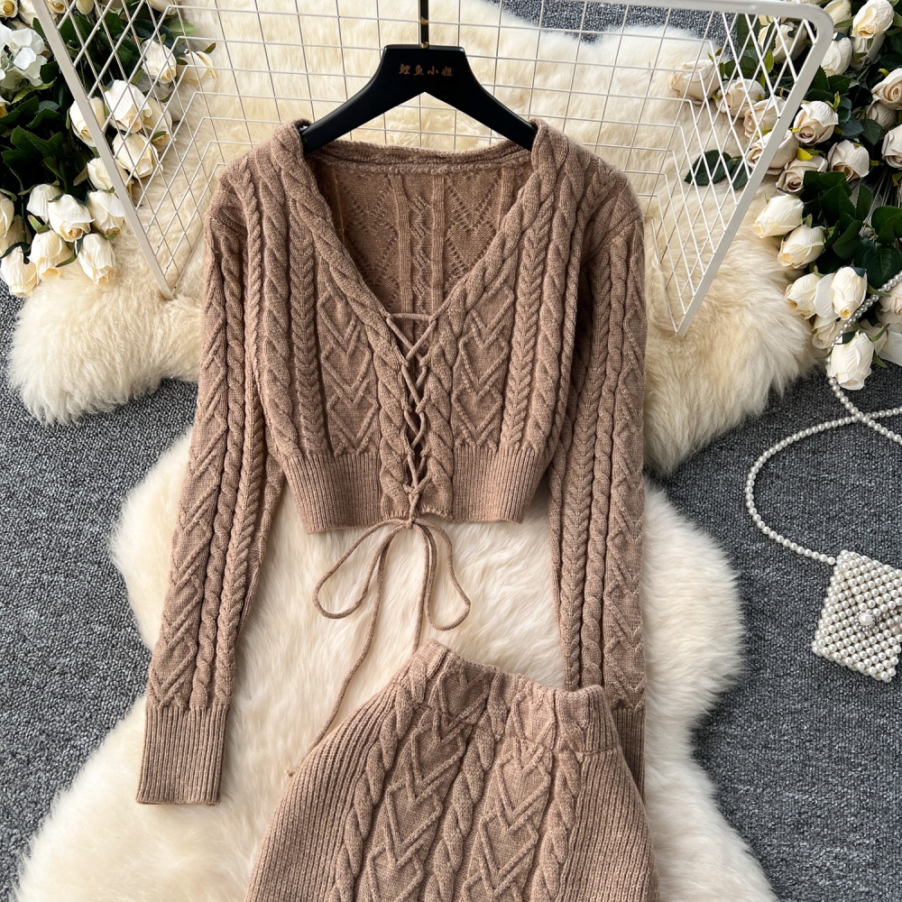 Autumn and winter ultrahigh sweater twist knitted skirt