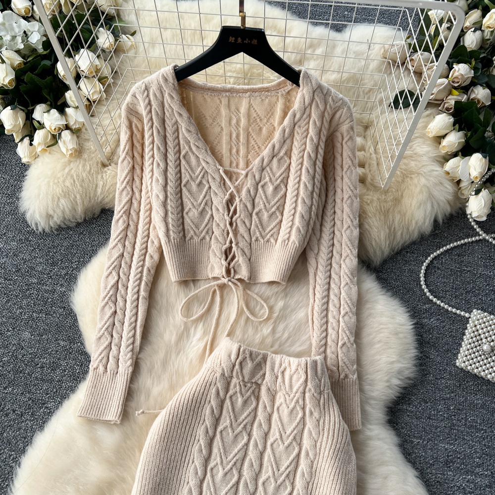 Autumn and winter ultrahigh sweater twist knitted skirt