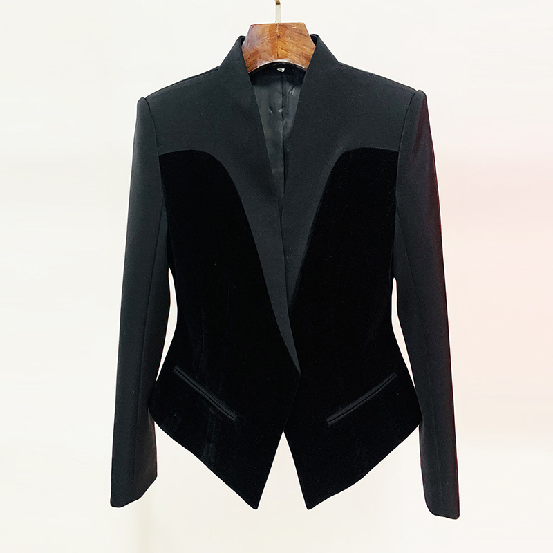 Splice velvet jacket slim fashion business suit