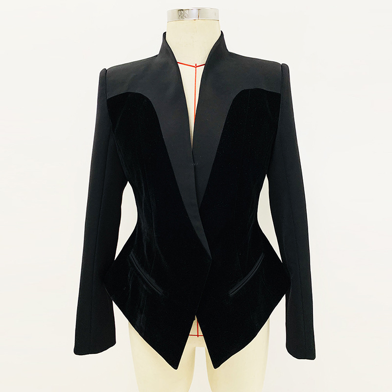 Splice velvet jacket slim fashion business suit