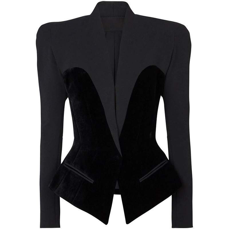 Splice velvet jacket slim fashion business suit