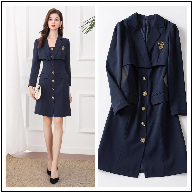 Temperament business suit single-breasted dress for women