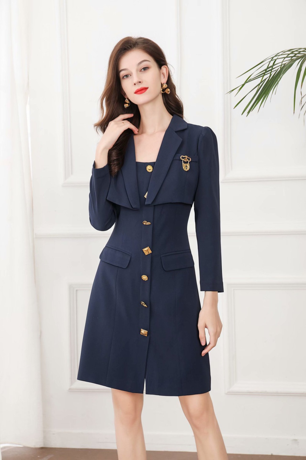 Temperament business suit single-breasted dress for women