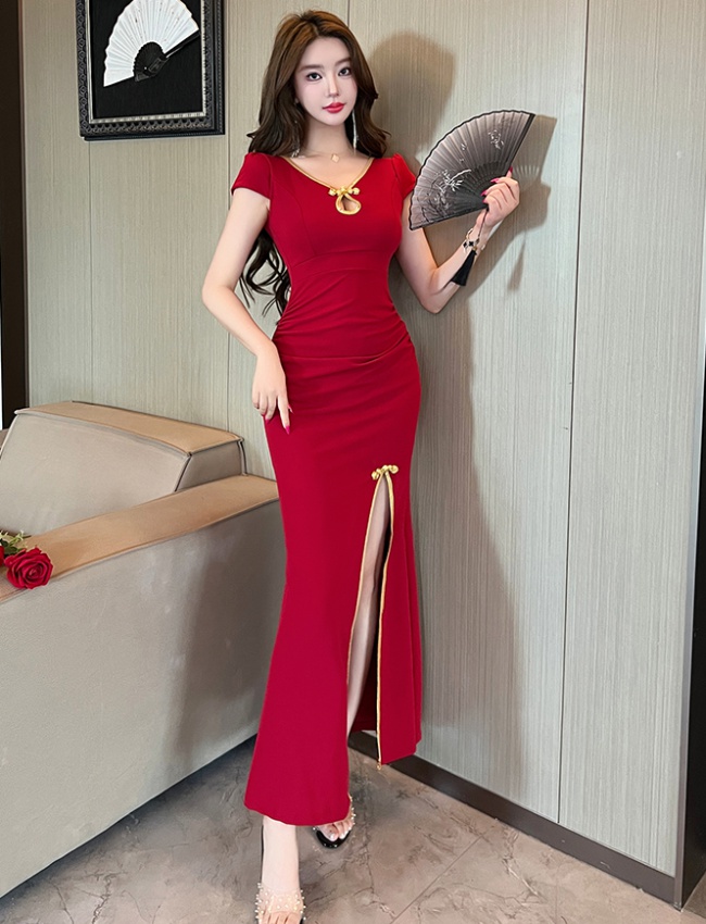 Overalls sexy dress low-cut slim cheongsam