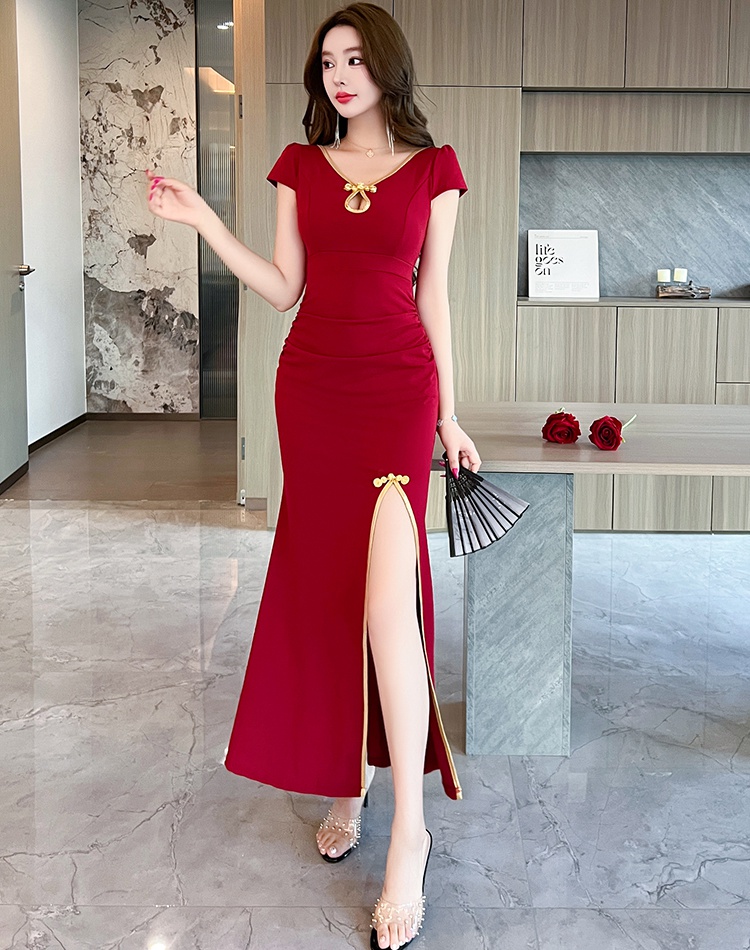 Overalls sexy dress low-cut slim cheongsam