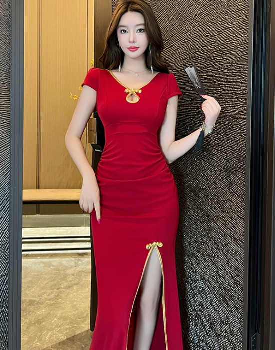 Overalls sexy dress low-cut slim cheongsam