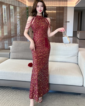 Temperament light luxury preside niche shiny banquet dress