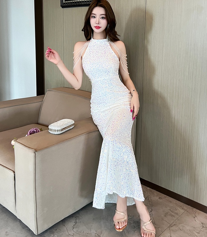 Temperament light luxury preside niche shiny banquet dress