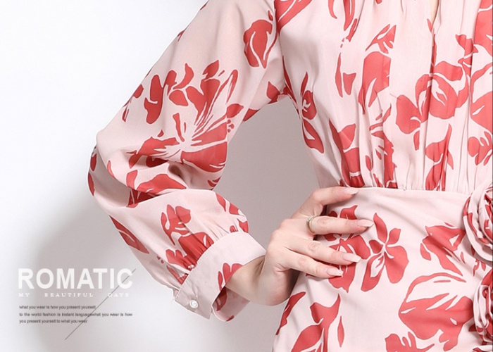 Temperament drape long dress chiffon lotus leaf edges dress