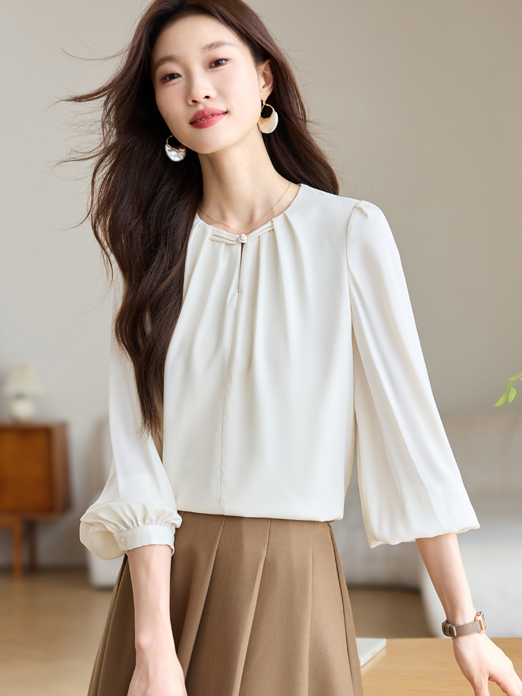 Long sleeve temperament chiffon shirt for women