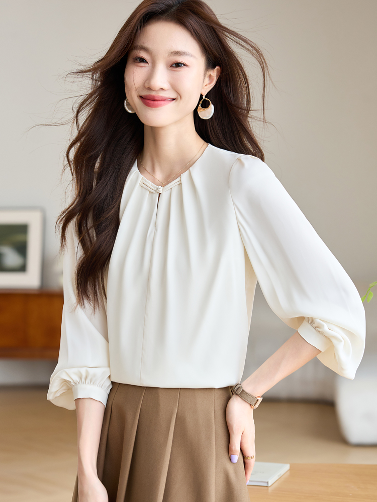 Long sleeve temperament chiffon shirt for women