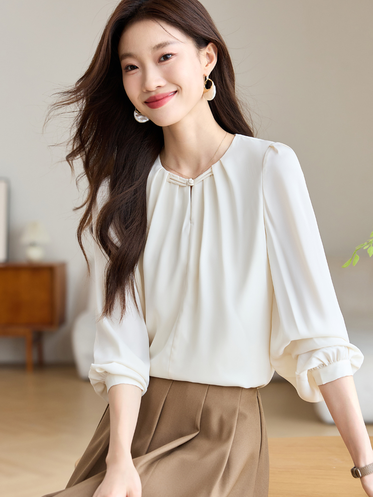 Long sleeve temperament chiffon shirt for women