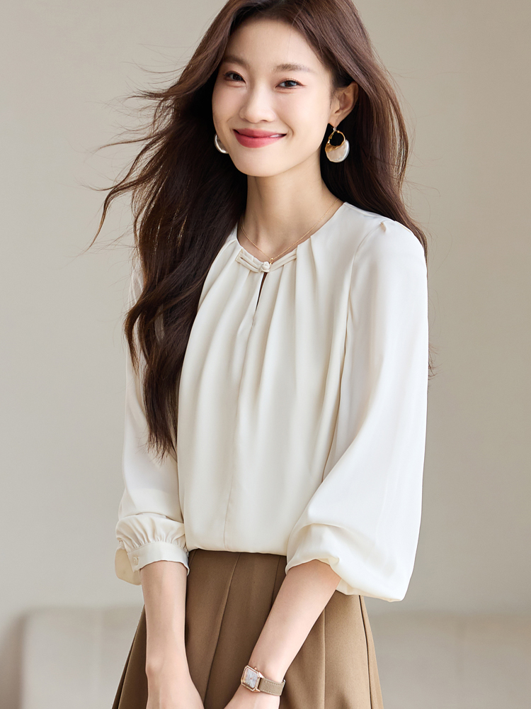 Long sleeve temperament chiffon shirt for women