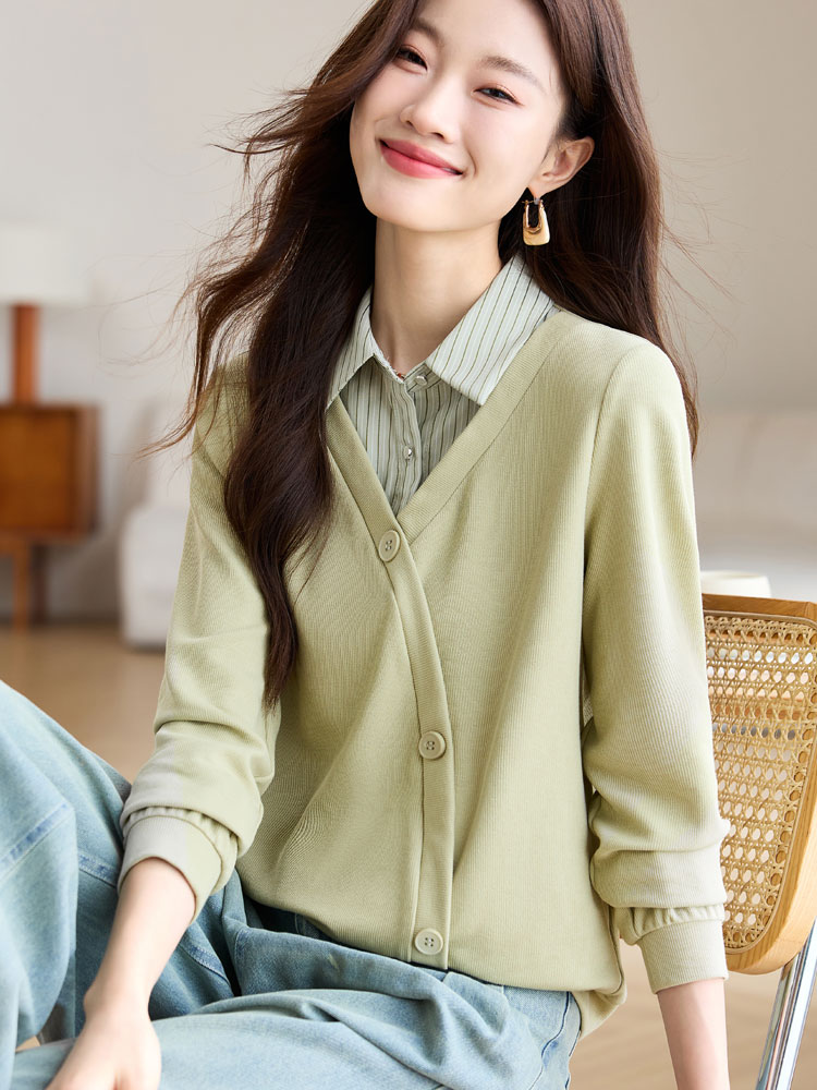 Temperament autumn small shirt retro sweater