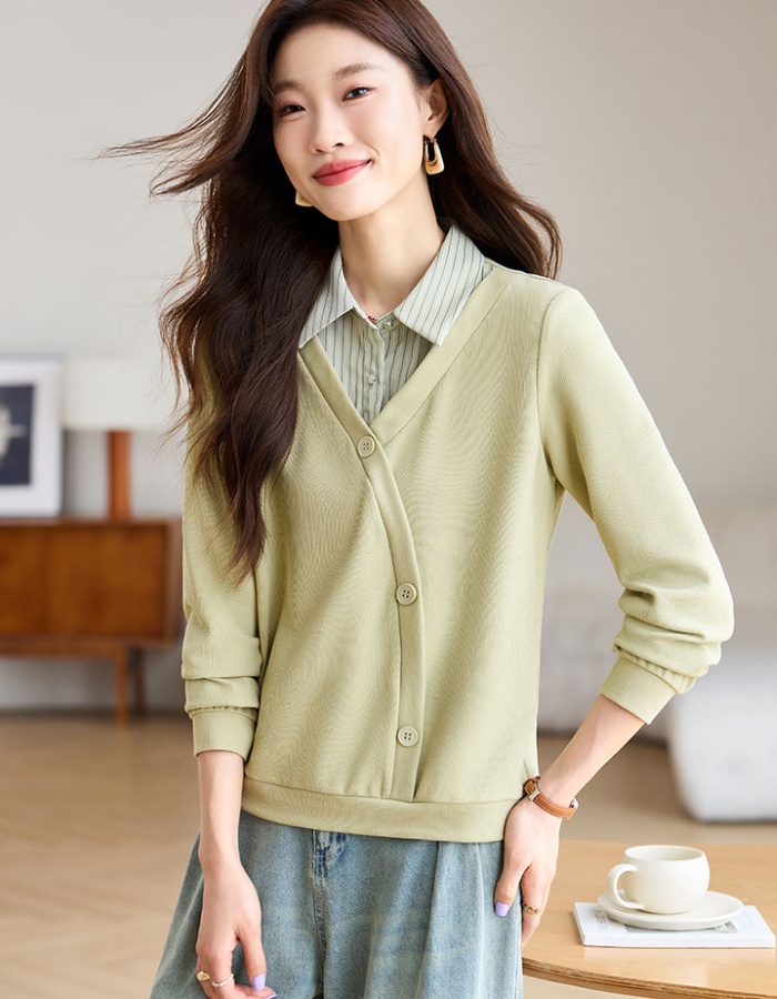 Temperament autumn small shirt retro sweater