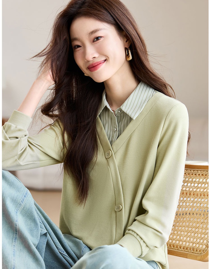 Temperament autumn small shirt retro sweater