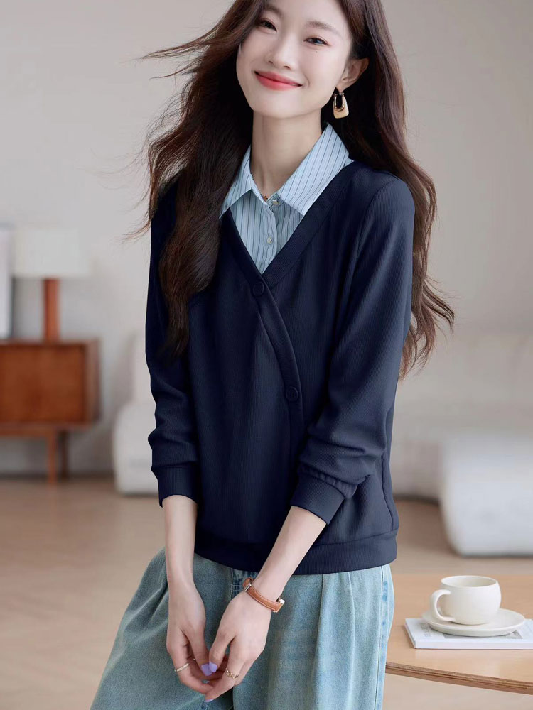 Temperament autumn small shirt retro sweater