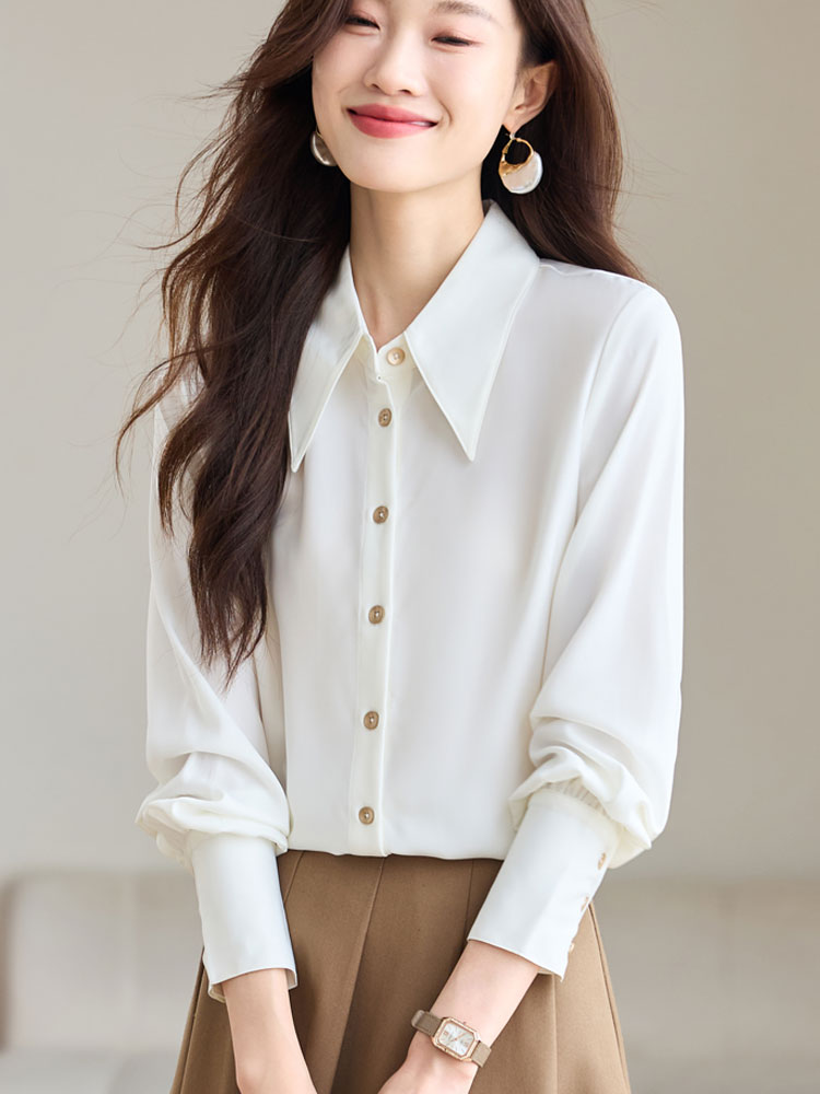 Commuting white shirt autumn fashion tops for women