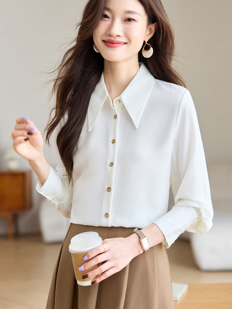 Commuting white shirt autumn fashion tops for women