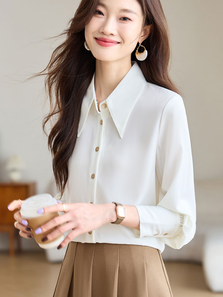 Commuting white shirt autumn fashion tops for women