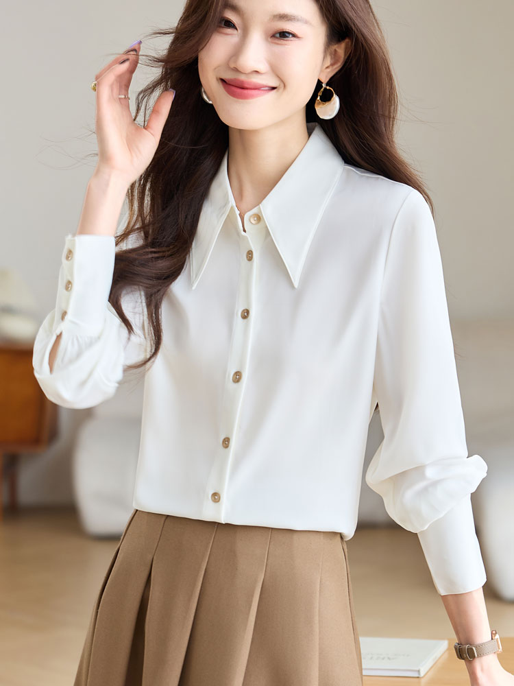 Commuting white shirt autumn fashion tops for women