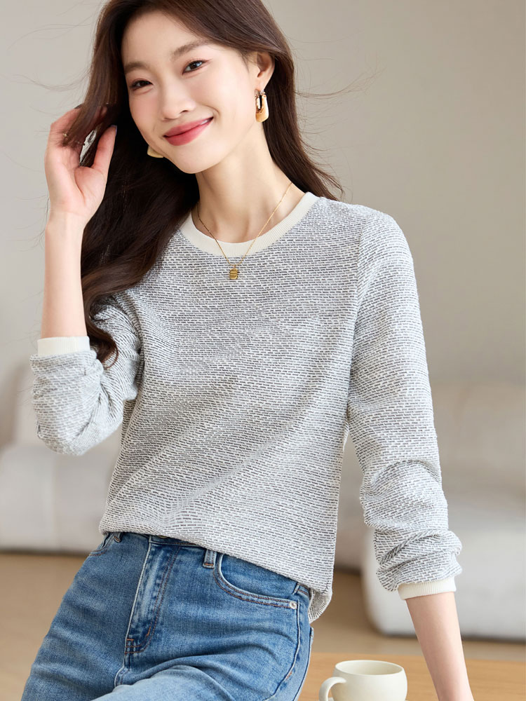 Long sleeve slim tops bottoming T-shirt for women