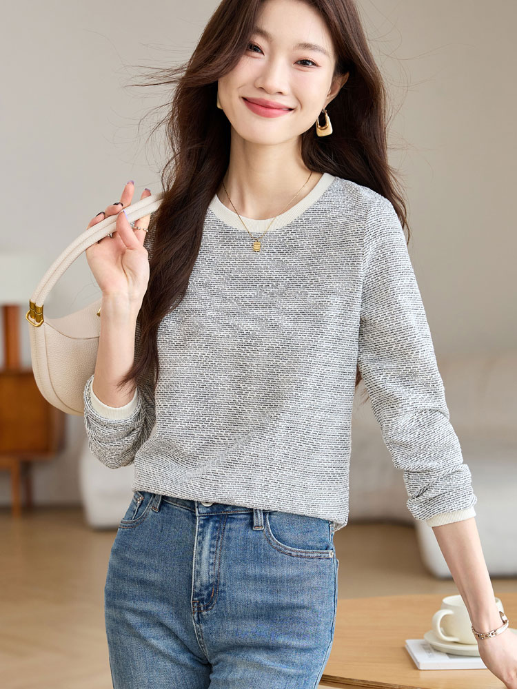 Long sleeve slim tops bottoming T-shirt for women