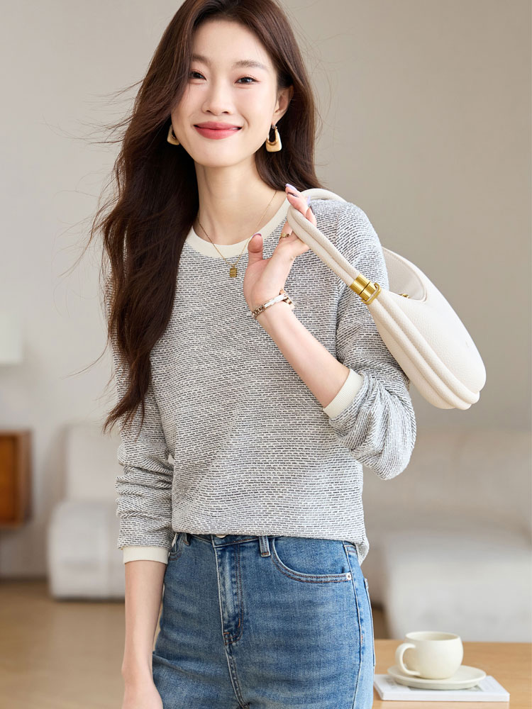 Long sleeve slim tops bottoming T-shirt for women