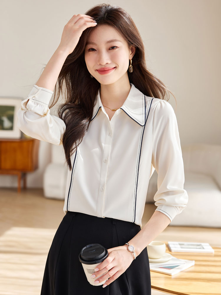 Autumn long sleeve chiffon slim all-match shirt for women