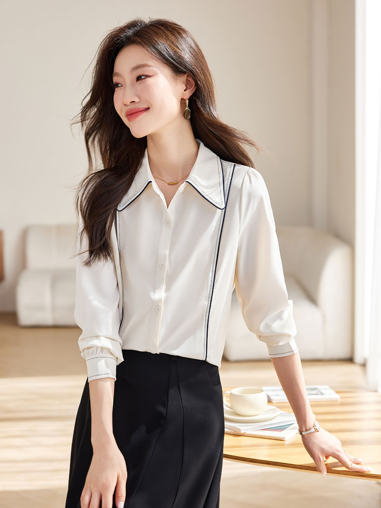 Autumn long sleeve chiffon slim all-match shirt for women