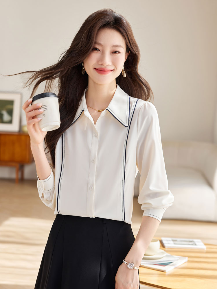 Autumn long sleeve chiffon slim all-match shirt for women