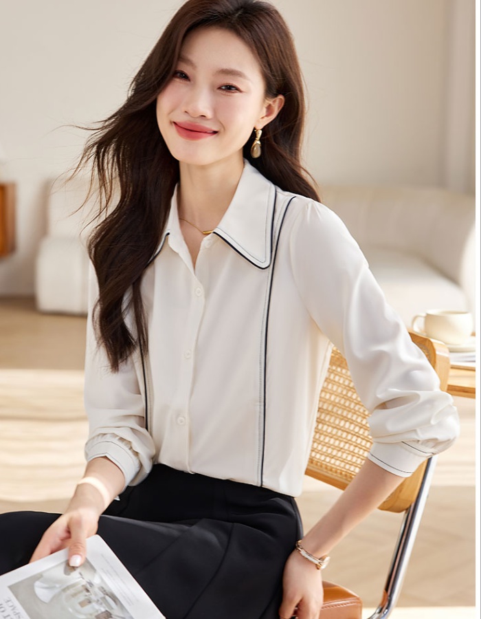 Autumn long sleeve chiffon slim all-match shirt for women