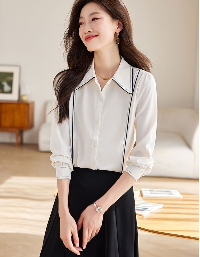 Autumn long sleeve chiffon slim all-match shirt for women