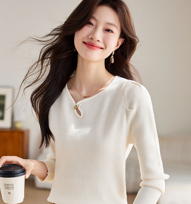 Apricot bottoming shirt horizontal collar shirts for women