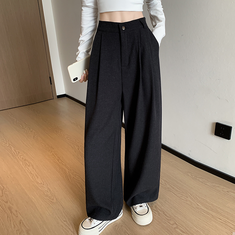 High waist suit pants straight wide leg pants for women