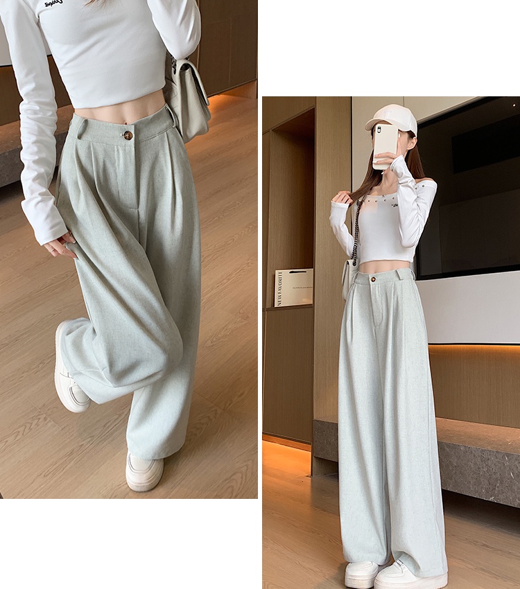 High waist suit pants straight wide leg pants for women