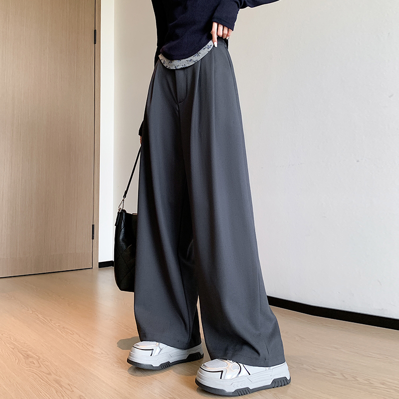 High waist suit pants straight wide leg pants for women