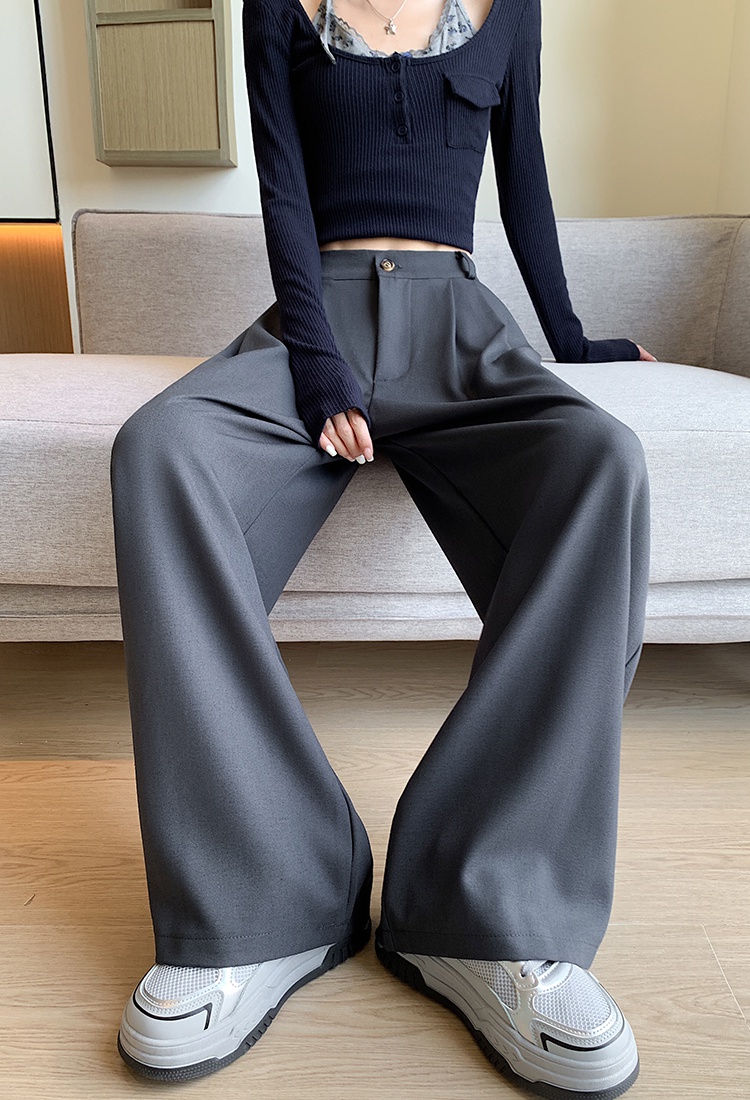 High waist suit pants straight wide leg pants for women