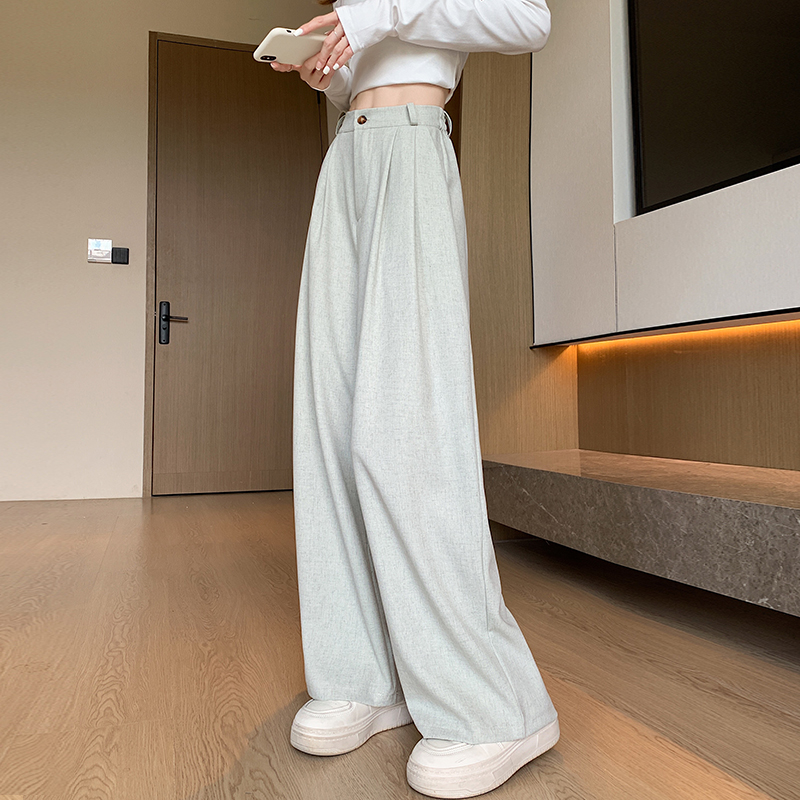 High waist suit pants straight wide leg pants for women