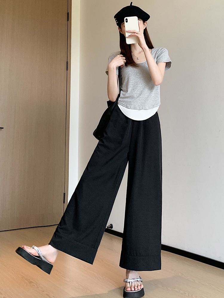 Loose wide leg pants crimping pants for women