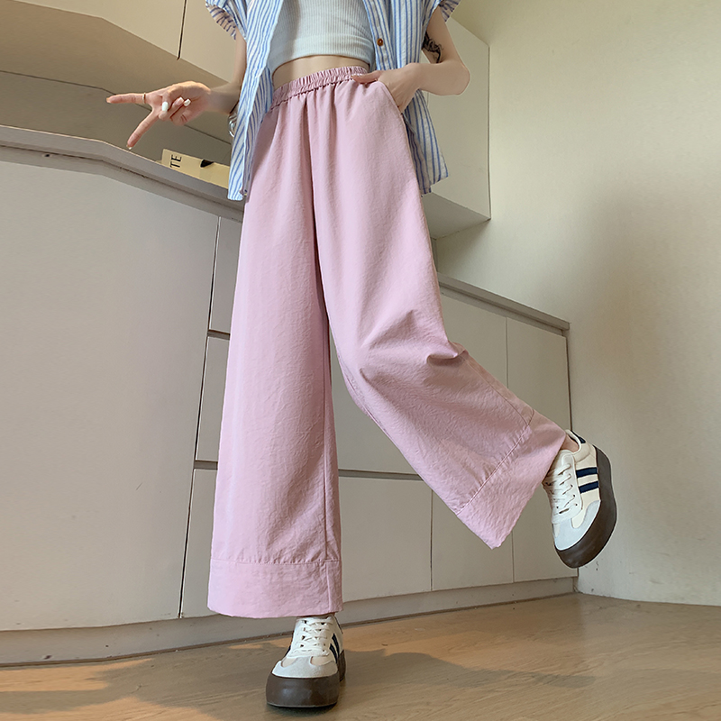 Loose wide leg pants crimping pants for women