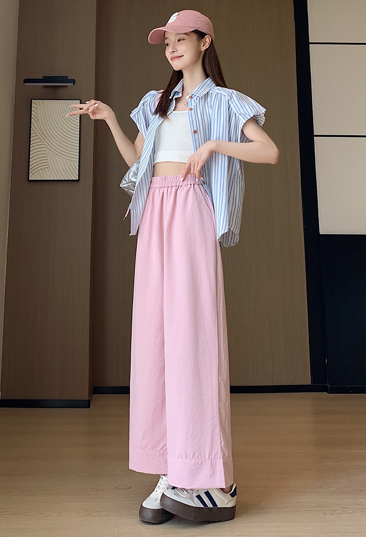 Loose wide leg pants crimping pants for women