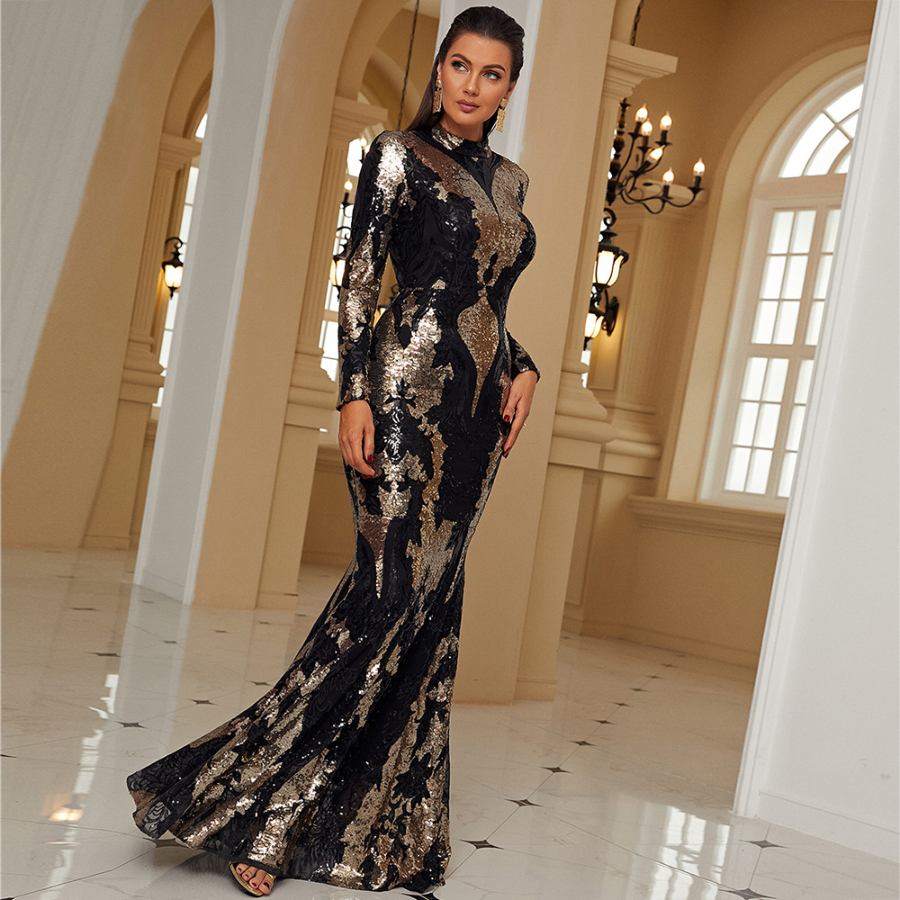 Temperament sequins evening dress long dress for women