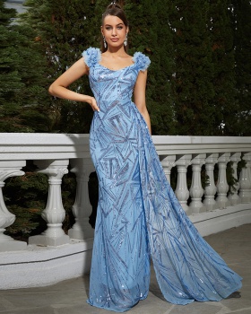 European style evening dress sleeveless bridesmaid dress