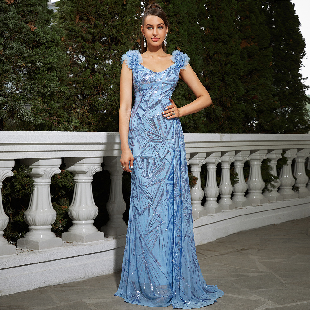 European style evening dress sleeveless bridesmaid dress