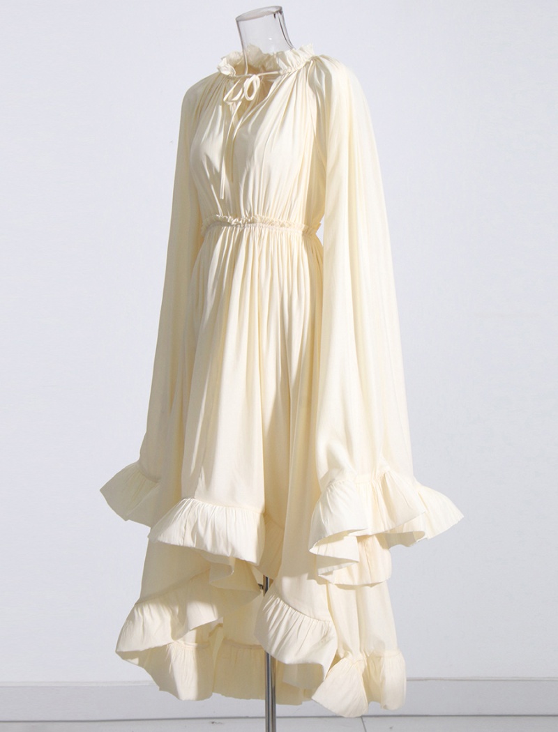 European style long cloak pleated dress for women