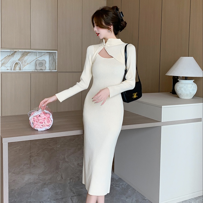 Slim ladies cheongsam autumn and winter simple dress