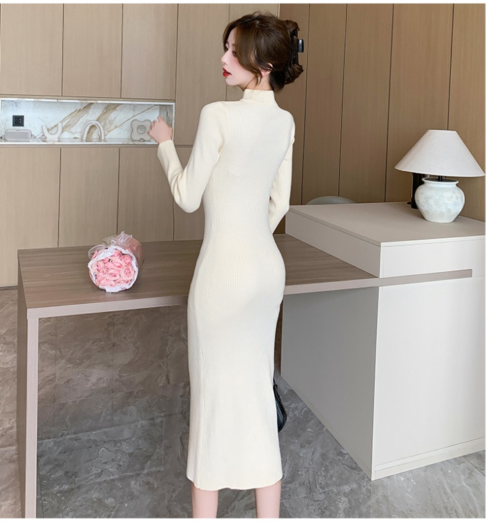 Slim ladies cheongsam autumn and winter simple dress